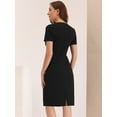 thumbnail image 3 of DARING DIVA Work Business Square Neck Color Block Bodycon Sheath Dresses XS Black, 3 of 6
