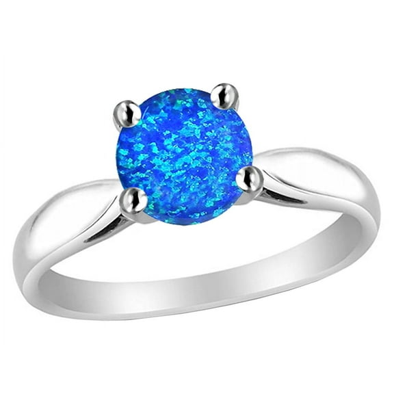 Star K� 7mm Round Created Blue Opal Ring