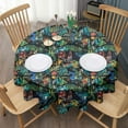 thumbnail image 3 of Colorful Soccer Elements Pattern Round Tablecloth 60"x60",Wrinkle Wipeable Table Cloth for Kitchen Dining Room Picnic Patio Party, 3 of 6