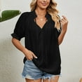 thumbnail image 4 of IROINNID Women's V-Neck Versatile Comfy Solid Color Chiffon Lace Short Sleeve Top Under 10$, 4 of 7