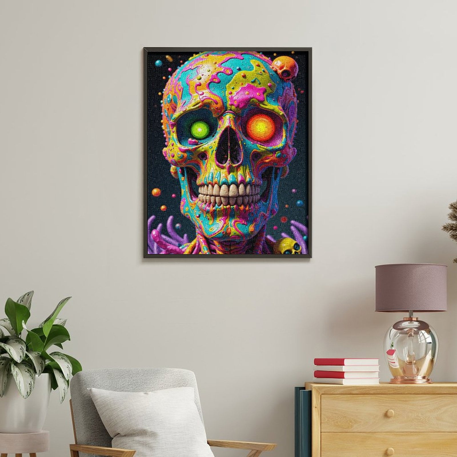 Paint By Numbers Kit for Adults Beginner - DIY Psychedelic Skull Colorful Art Canvas Painting Kits for Adults, Frameless Paint By Number for Adults for Home Wall Decor 16x20 Inch
