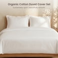 thumbnail image 2 of Bioweaves 100% Organic Cotton Full / Queen Duvet Cover Set, 3-Piece, 300 Thread Count Sateen Weave GOTS Certified Comforter Cover with Buttoned Closure and 2 Pillow Shams – White, 90x90 inches, 2 of 8
