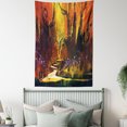 thumbnail image 3 of Fantasy Art House Decor Tapestry, Enchanted World Imaginary Forest with Lights Image Scenery Print, Wall Hanging for Bedroom Living Room Dorm Decor, 40W X 60L Inches, Orange Brown, by Ambesonne, 3 of 5