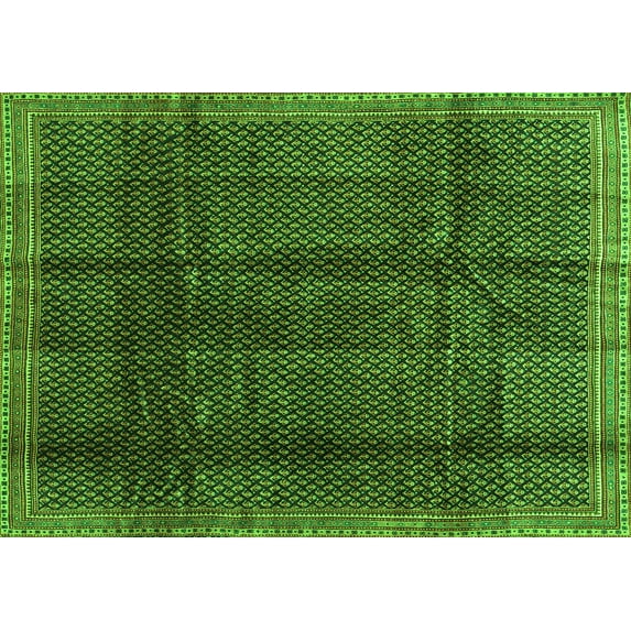 Ahgly Company Indoor Rectangle Abstract Green Contemporary Area Rugs, 6' x 9'