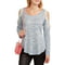TruSelf Women's Long Sleeve Textured Cold Shoulder Swing Top - Walmart.com