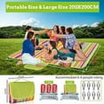 thumbnail image 2 of Mantel de picnic impermeable de 200 x 200 cm, tapete de playa sin arena, manta de picnic grande, portátil con asa, tapete para playa, senderismo, viajes, jardín, mantel naranja, 2 of 5