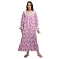 thumbnail image 1 of Moomaya Chemise de Nuit Boutonnée à Col Marin en Coton Imprimé pour Femmes, 1 of 5