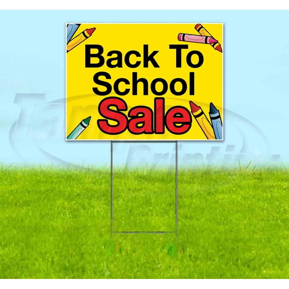 Back To School Sale (18" x 24") Yard Sign, Includes Metal Step Stake
