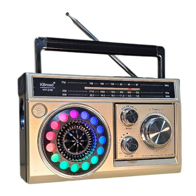 Radio AM/FM/SW Solar Recargable (5V), Bluetooth, USB/TF, Lampara y Luz RGB