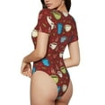 thumbnail image 3 of Daiia Coffee Cups print Women's Crew Neck Short Sleeve Bodysuit Fashion Tops Fit Casual Basic Extender Bodysuit-X-Large, 3 of 9