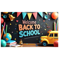 thumbnail image 2 of Welcome Back to School Banner Colorful School Bus Flowers Balloons Classroom Decor Party Supplies Photography Props Backdrop Decorations, 2 of 4