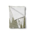 thumbnail image 2 of Nature Soft Flannel Fleece Throw Blanket, Woodcut Style Landscape Image with Trees and Mountain at the Background, Cozy Plush for Indoor and Outdoor Use, 50" x 70", Army Green and White, by Ambesonne, 2 of 6