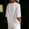 thumbnail image 6 of Womens Shirts Boat Neck Half Sleeve Linen Blouse Casual Loose Fit Solid Color Cotton Linen Summer Lightweight Tops White M, 6 of 7