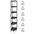 thumbnail image 2 of Corner Shelf Stand, Corner Bookshelf, Storage Standing Shelf Unit with Metal Frame, Plant Stand, Corner Bookcase for Living Room, Home Office, Bedroom, 6-Tier Black, 2 of 16