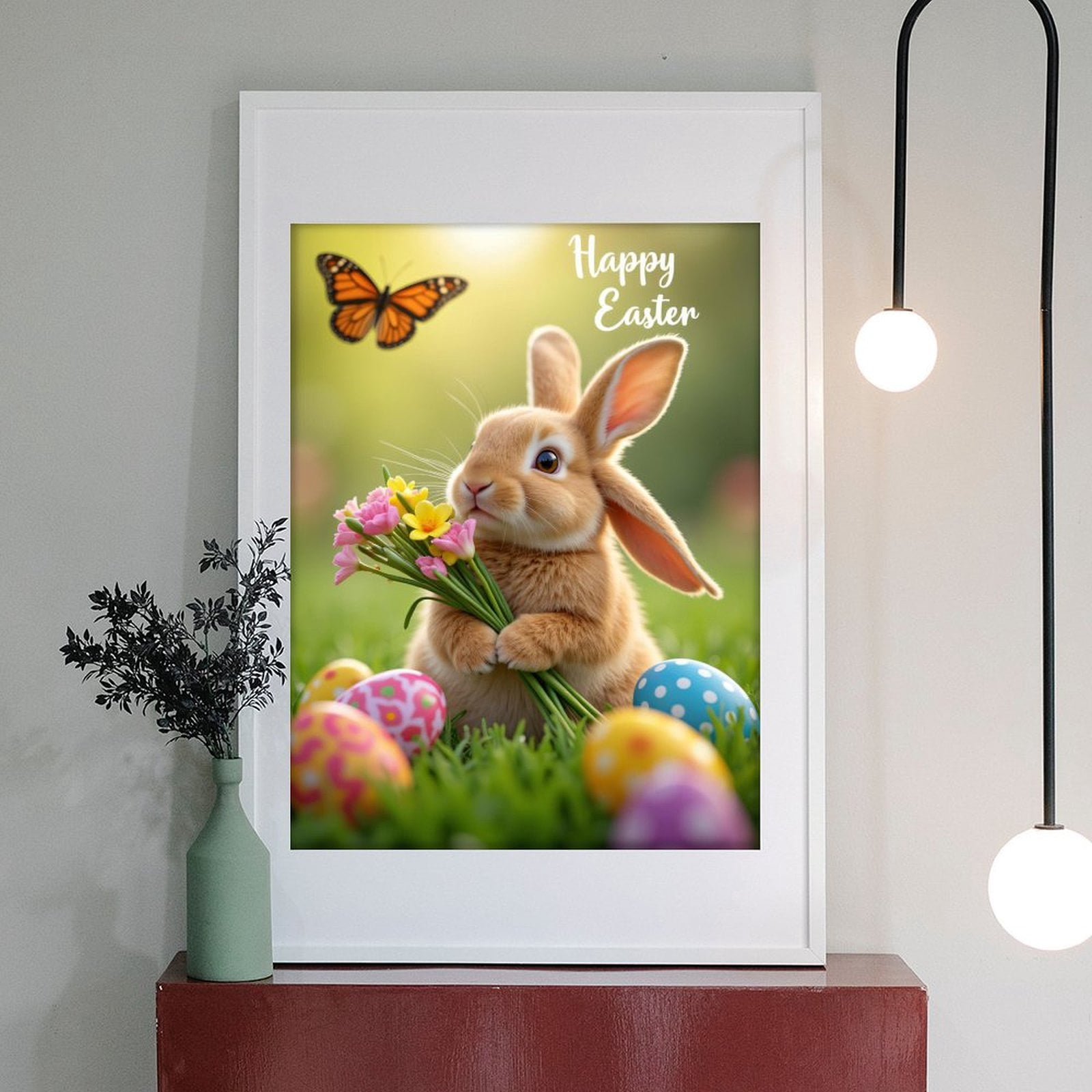 Diamond Art Kit for Adults, Easter Bunny Flowers Butterfly Eggs Diamond Painting for Adults Beginners, 5D DIY Diamond Art Painting Kits, Colorful Diamond Painting Craft for Home Decor 12x16