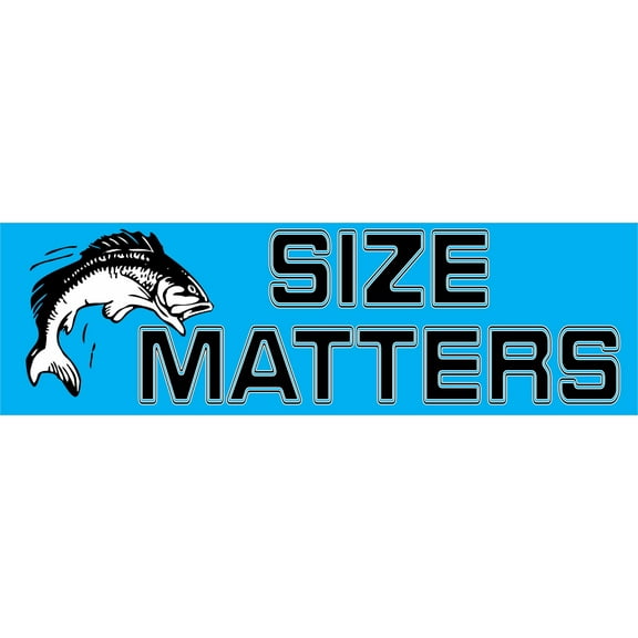 StickerTalk Blue Fish Size Matters Magnet, 10 inches by 3 inches