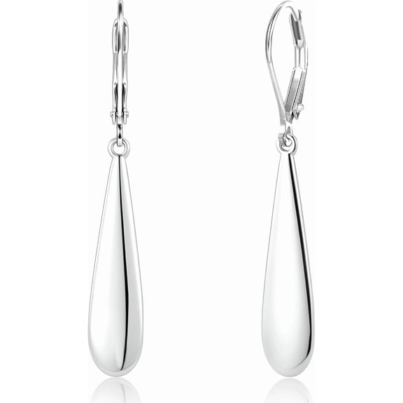 SUETOR 925 Sterling Silver Long Teardrop Dangle Earrings for Women Hypoallergenic Drop Leverback Earrings Trendy Silver Long Teardrop Dangle Earings for Jewelry Gifts