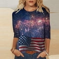thumbnail image 3 of JTZGDY Womens Independence Day Tops Plus Size Dressy 3/4 Length Seleve American Flag Printed Crewneck Tunic Blouse Trendy Oversized Holiday Patriotic Shirts Multicolor#09 XXL, 3 of 6