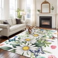 thumbnail image 2 of 5x8 Area Rugs for Living Room, Spring Daisy Leaves Non Slip Area Rugs for Kitchen Bedroom Entryway, Farmhouse Watercolor Flowers Butterfly Washable Carpet Runner Rug Floor Mats for Bedroom, 2 of 8