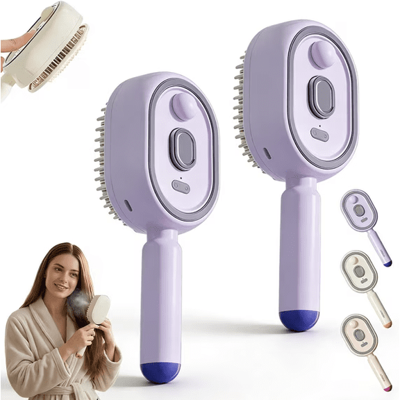 2026 Upgrade Electric Steam Brush, Detangling Steam Brush for Long/Short Hair, 2-in-1 Misting Hairbrush with Water Spray, Rechargeable Steam Hair Straightener, Nourishes Hairs,Anti Frizz Tool
