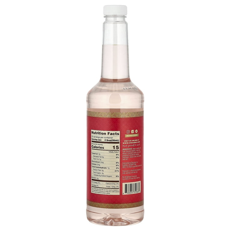 ChocZero Premium Syrup, Strawberry, Sugar Free, 25.4 fl oz (750 ml