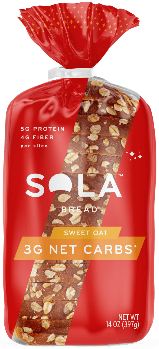 Sola Low Carb & Keto Friendly Bread, Sweet Oat, 5g Protein, 4g Fiber, 14 Oz Loaf