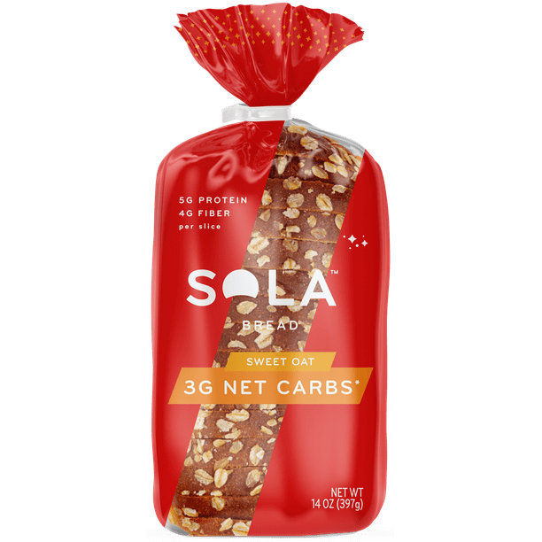 Sola Low Carb & Keto Friendly Bread, Sweet Oat, 5g Protein, 4g Fiber, 14 Oz Loaf