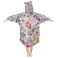 thumbnail image 2 of FORMRS Wearable Blanket Hoodie with Sleeves for Kids Cozy Flannel Sweatshirt, Purple Floral Pattern, 2 of 7