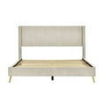 thumbnail image 3 of Queen Upholstered Platform Bed Frame with Headboard and Metal Legs, Corduroy Mattress Foundation with Wooden Slats Support, No Box Spring Needed, Beige, 3 of 6