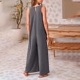 thumbnail image 5 of GILIGEGE Women's Summer Causal Jumpsuits Sleeveless Wide Leg Long Rompers V Neck Strap Loose Baggy Overalls Beach Jumpsuits with Pockets High Waisted Stylish Loose Jumpsuit Vest V Neck Wide Leg, 5 of 7