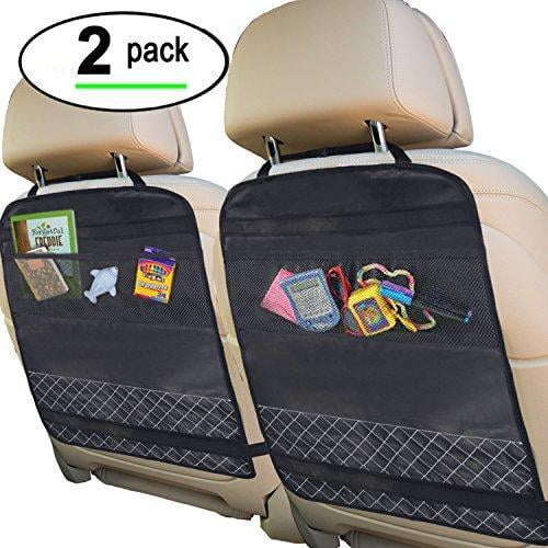 Best Kick Mats with Backseat Organizer Pocket Storage - 100% Waterproof - 2 Pa..