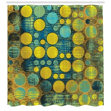 Ambesonne Retro Shower Curtain, Groovy Polka Dots 60s, 69"Wx75"L, Green Blue