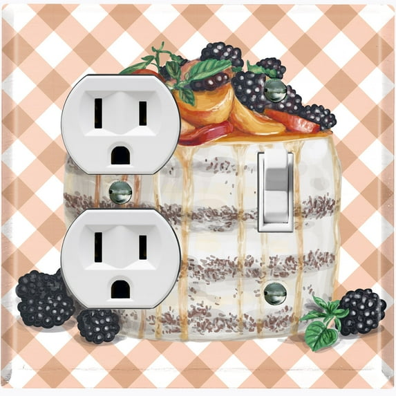 Metal Light Switch Plate Cover Elegant Chocolate Cake Desserts CAK003