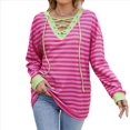 thumbnail image 2 of Sudadera Holgada Informal de Larga con Cuello Redondo y Bloques de Color para Mujer Rosa XXL, 2 of 10