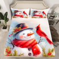 thumbnail image 2 of Homewish Kawaii Xmas Robin Queen Sheet Sets, Cartoon Christmas Snowman Flat Sheet, Teens Kids Boys Girls Queen Fitted Sheet, Lightweight Room Decor, 4 Pieces, 2 of 7