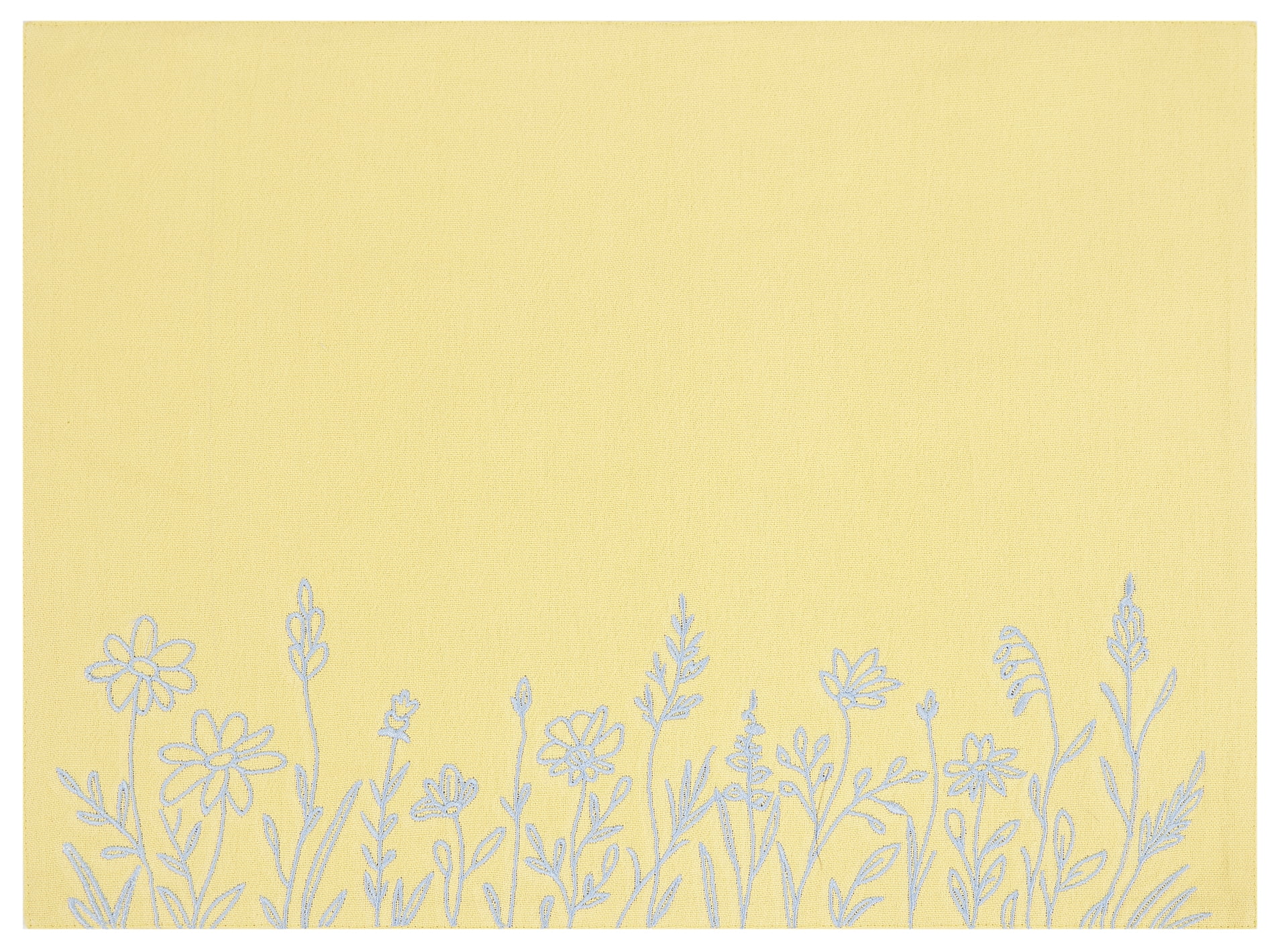 Easter Embroidered Floral 4 pack Table Placemat Set - 14" x 19" Each - 100% Cotton, Yellow