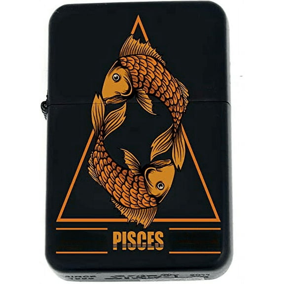 Father Days Special Gifts Infinity Oil Windproof Matt Black Lighter! (Pisces)
