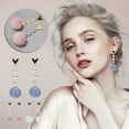 thumbnail image 2 of Fiaya Women Pom Pom Earrings for Women, Trendy Puffy Dangle Earrings, Faux Fur Ball Fluffy Earrings, Prom Puffy Round Earrings, Fun Fairy Earrings for women (White), 2 of 3