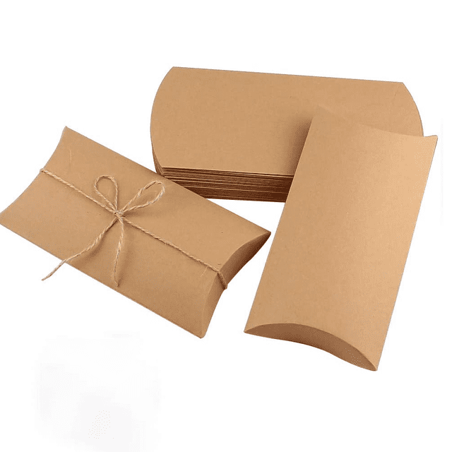 Caja tipo almohada Kraft de 25 piezas, 5,5 x 7,87 pulgadas, cajas de regalo con cordeles de yute, caja de regalo de papel para joyas, embalaje de regalo de dulces, regalo de boda y recuerdo de fiesta de cumpleaños Rojo Verde