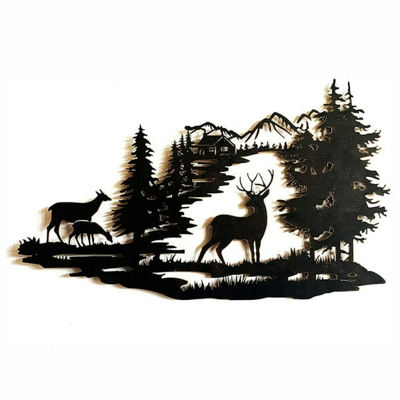 11.02×15.7 Inches Crafts 1pc, Explosions Selling Metal Crafts Home Decoration Wrought Iron Wall Decoration Art Deer Forest Modern Minimalist Decor