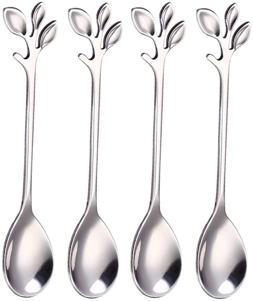Stainless Steel Stir Spoons Coffee Tea Spoon Flatware Drinking Tools,Stainless Steel Cooking Spoons,Kitchen Tool,Home Supplies,Spoon for Bar Silver