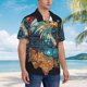 thumbnail image 3 of Balery Stained Glass Eagle USA Camisas hawaianas de manga corta para hombre, camisas playeras de corte holgado, camisas de vacaciones con botones,Medium, 3 of 7