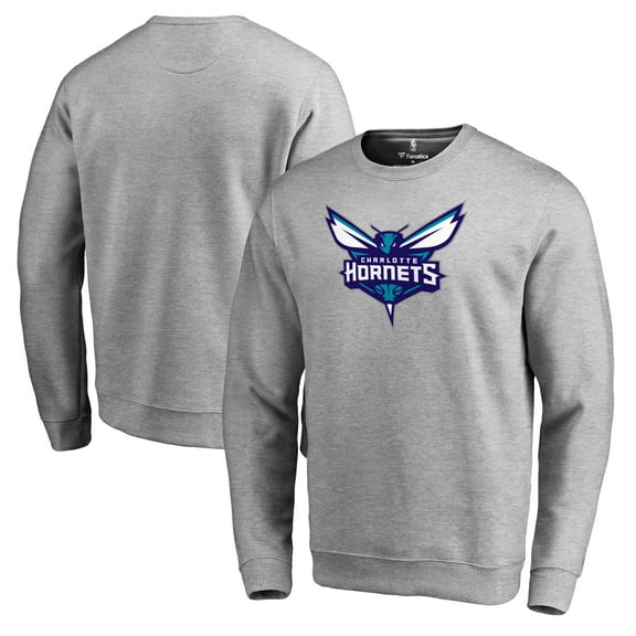 Men's Heathered Gray Charlotte Hornets Primary Logo Sweatshirt