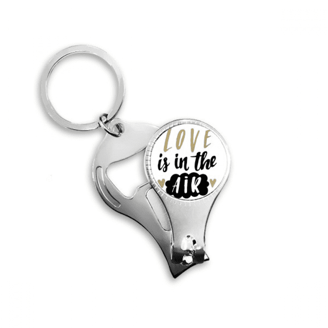 El amor está en el aire la cita estilo Nail Clipper Llavero anillo abridor de botella de la herramienta de corte
