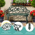 thumbnail image 7 of Canddidliike Outdoor Cast Aluminum Patio Bench, Porch Bench Chair with Curved Legs Rose Pattern, Antique Green, 7 of 7