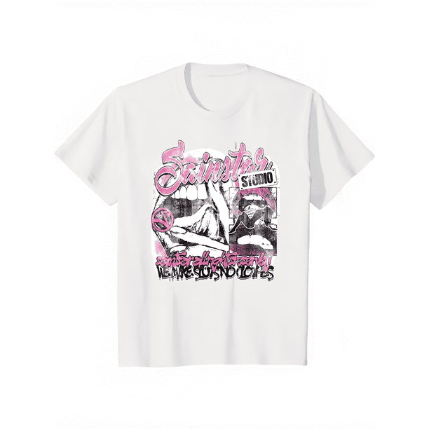 Camiseta gráfica retro Y2K para hombre: suave y transpirable, 100 % algodón, informal, holgada, de manga corta con estampado llamativo "Y2K EXCLUSIVE", diseño en negro y rosa, perfecta para el verano.