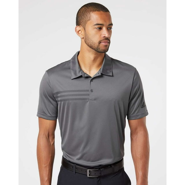Adidas Polo pour Homme à 3 Bandes sur la Poitrine, P, Gris FiveBlack