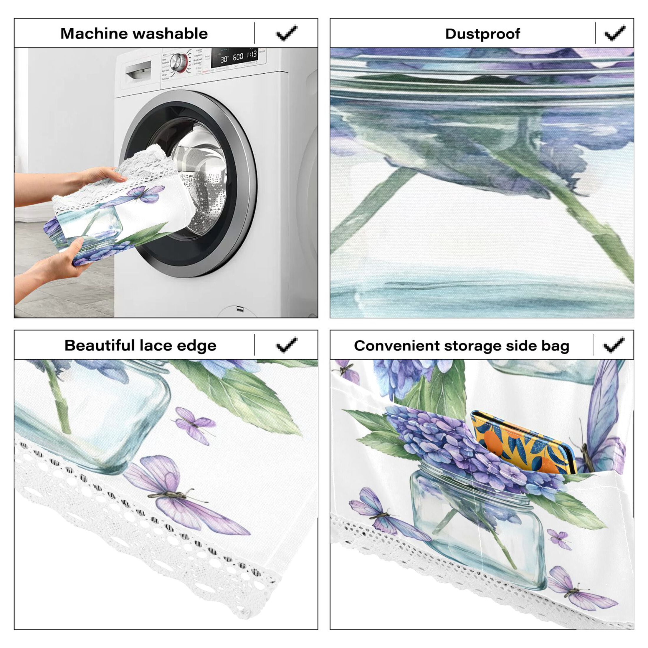 WOBOGO Hydrangea Vase Washing Machine Cloth Dryer Refrigerator Top Cover Protective Non-Slip Mat For Kitchen Laundry