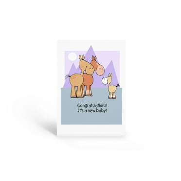 Stonehouse Collection | Funny New Baby Greeting Card | Two Proud Horses with The