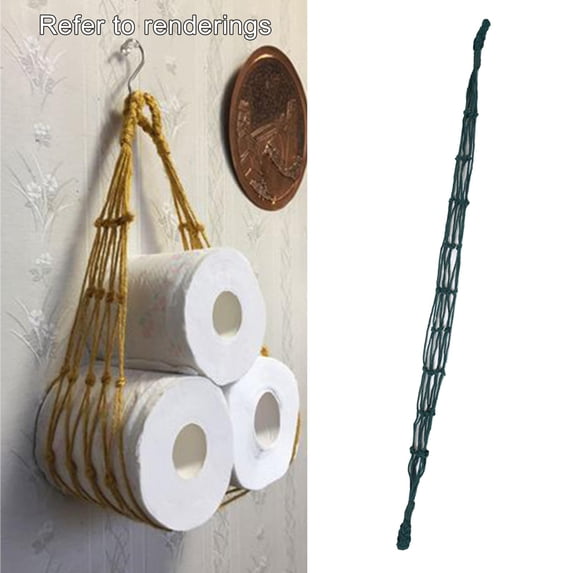 Wall Hanging Cotton Rope Toilet Paper Holder for Beach Coastal Theme Bathroom Decor Decorations green